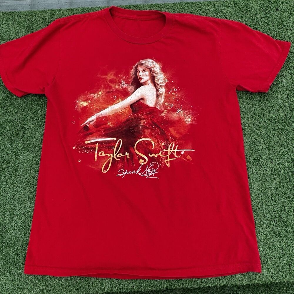 Taylor Swift Speak Now 2011 Tour T Shirt Red Double Sided Graphic ~ Adult Med
